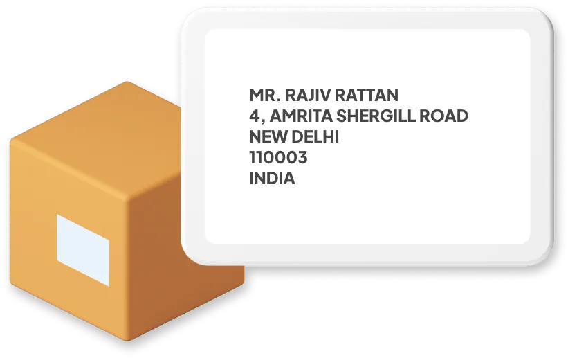 India parcel with address format