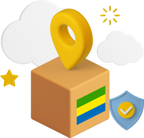 Gabon flag on parcel box graphic