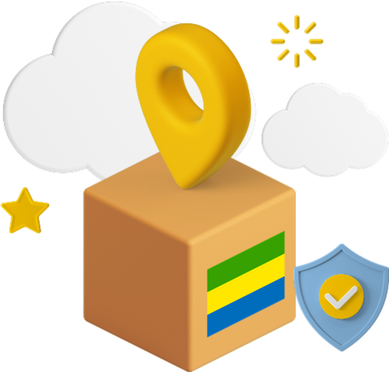 Gabon flag on parcel box graphic