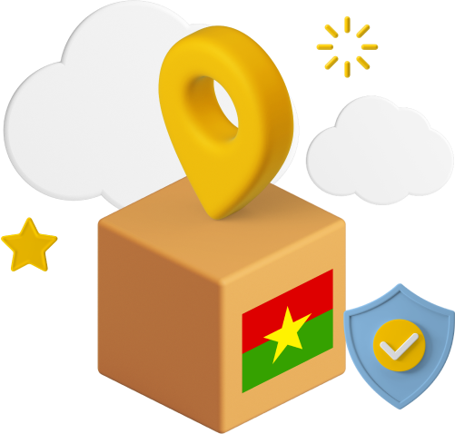 Burkina Faso flag on parcel box graphic 
