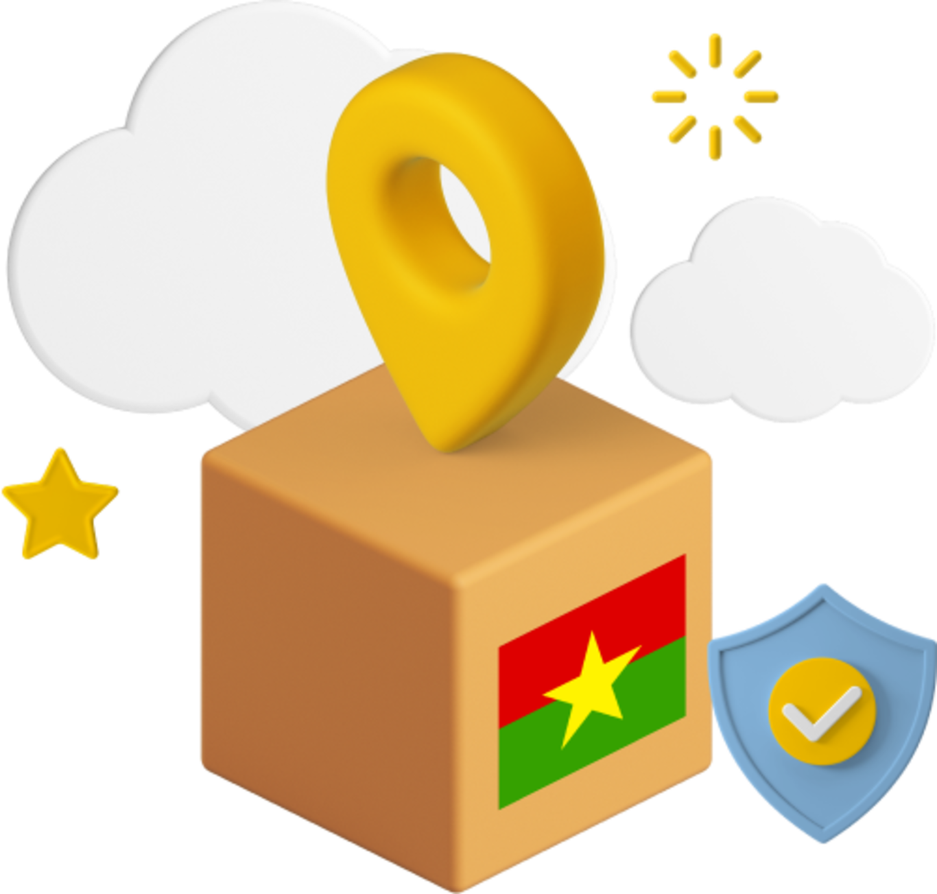 Burkina Faso flag on parcel box graphic