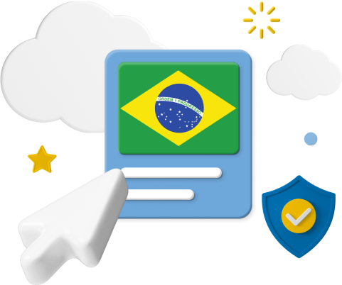 Brazilian flag with cursor and animated icons