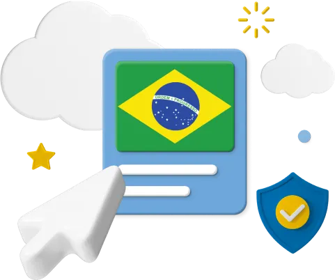 Brazilian flag with cursor and animated icons