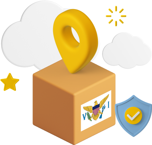 US Virgin Islands flag on parcel box graphic 