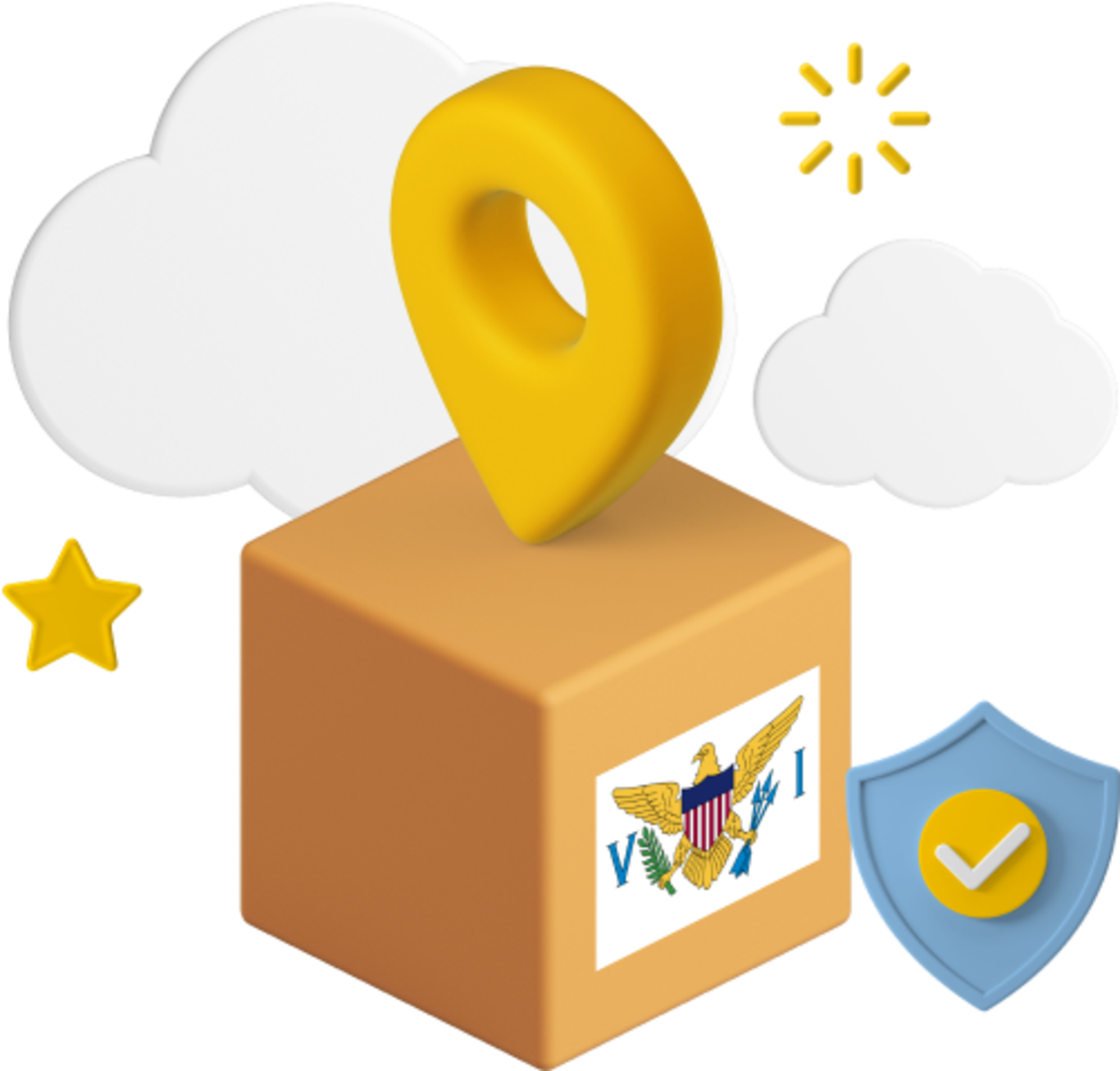 US Virgin Islands flag on parcel box graphic