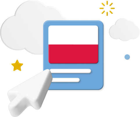 Polish flag with cursor and icons
