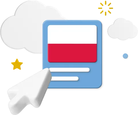 Polish flag with cursor and icons
