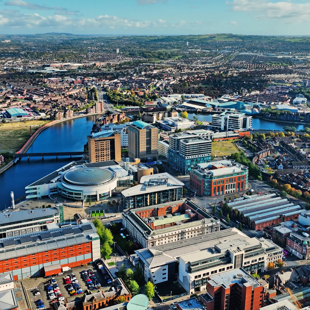 Aerial view of Northern Irish city