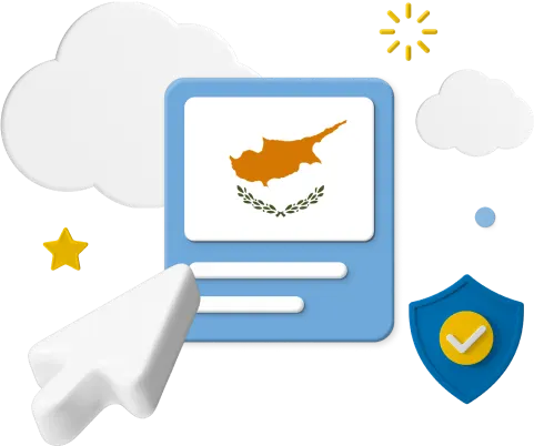 Cyprus flag with cursor and icons