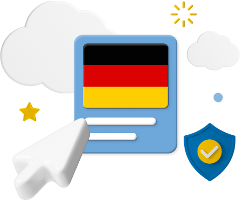 Germany flag with cursor and icons