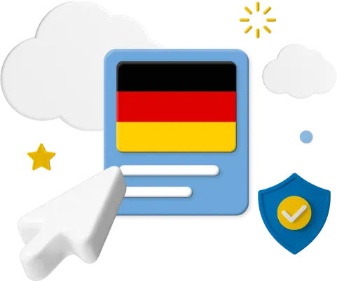 Germany flag with cursor and icons