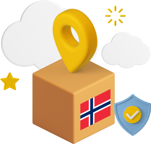 Box with Norwegian flag on
