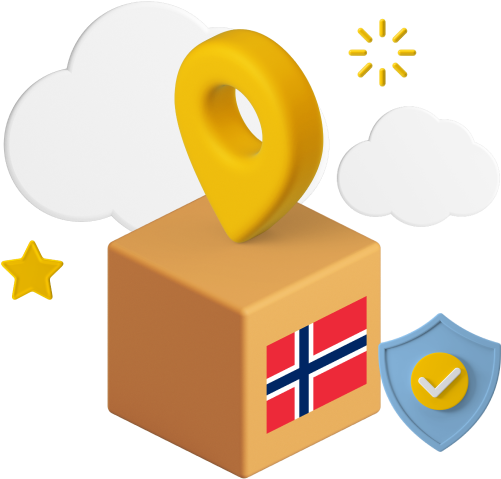 Box with Norwegian flag on