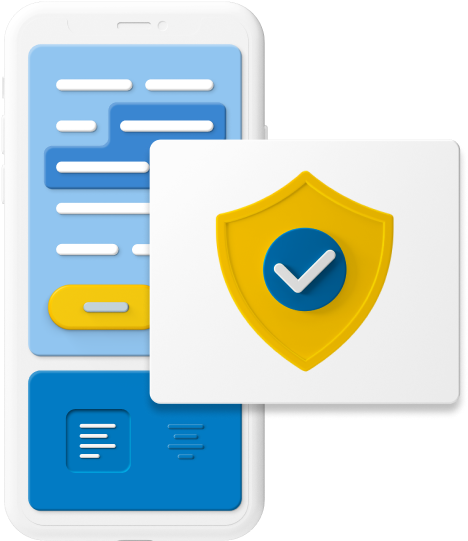 Mobile phone with shield icon