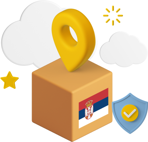 Serbia flag in parcel graphic