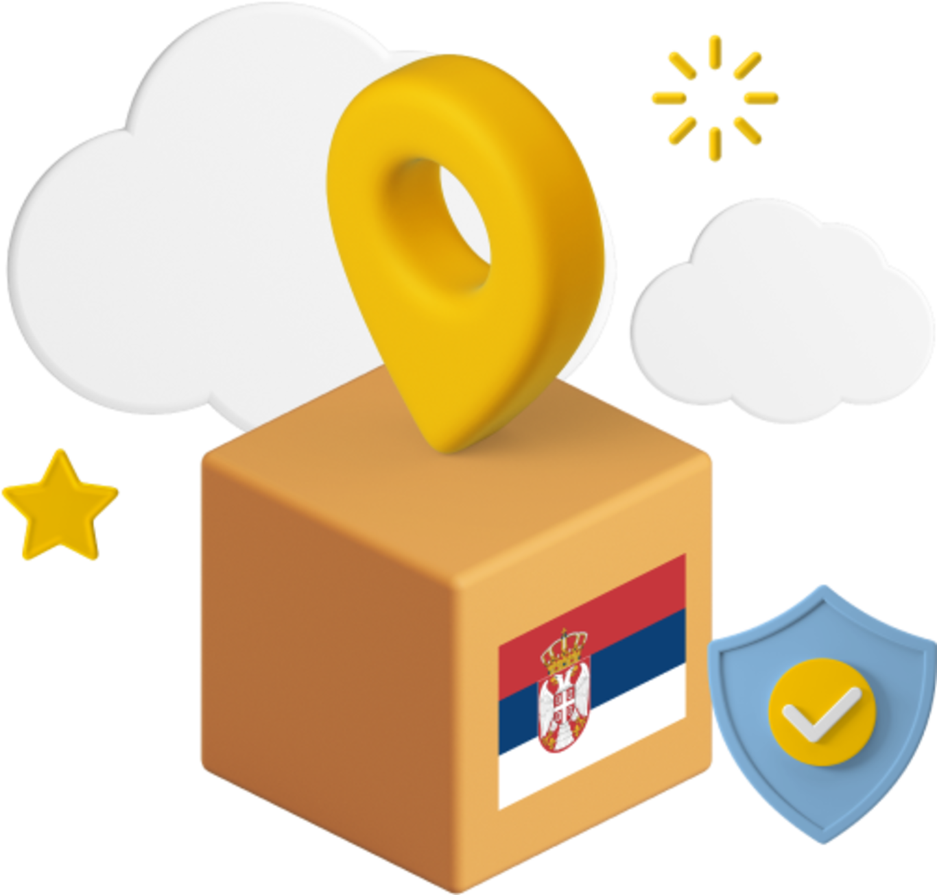 Serbia flag in parcel graphic