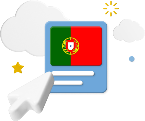 Portuguese flag with cursor and icons
