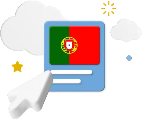 Portuguese flag with cursor and icons