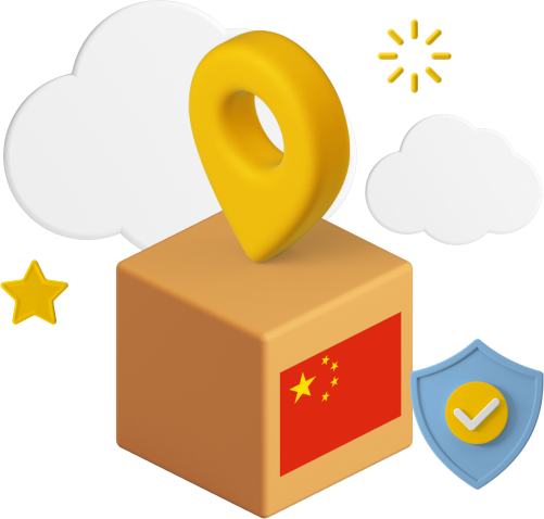 Box with Chinese flag on