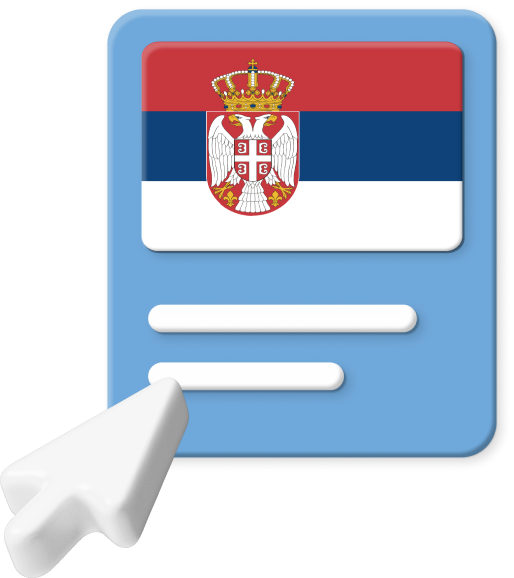 Serbia flag in box graphic