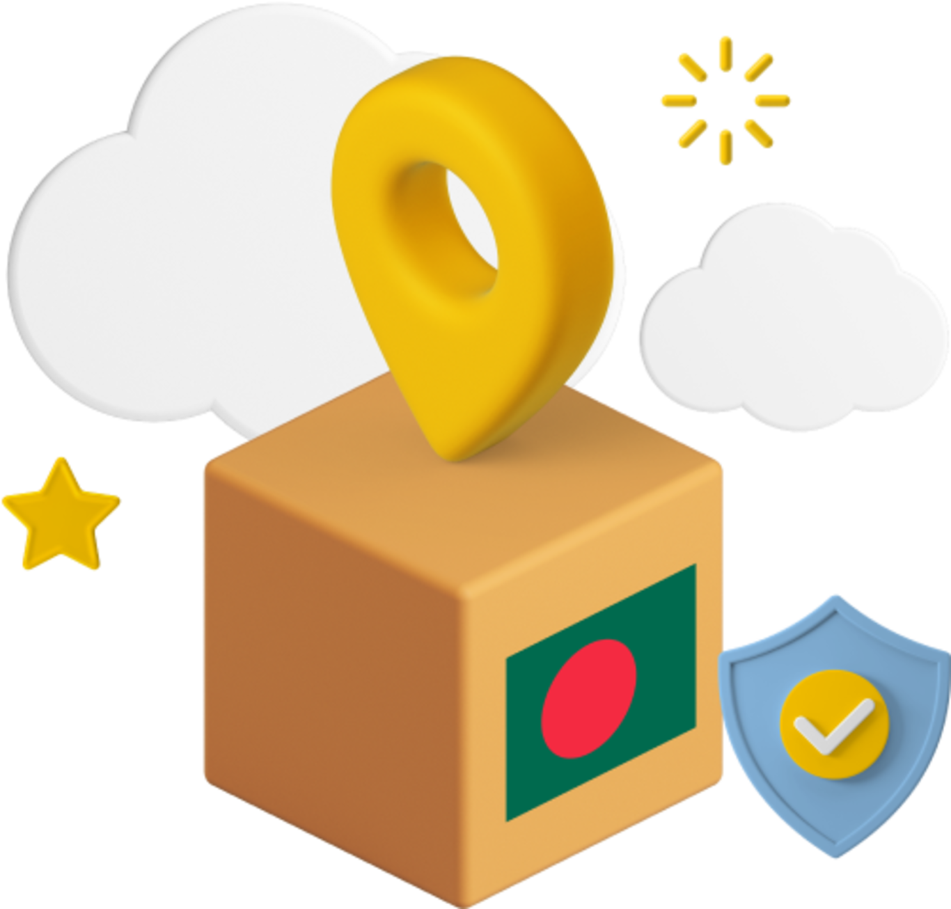 Bangladesh parcel with flag