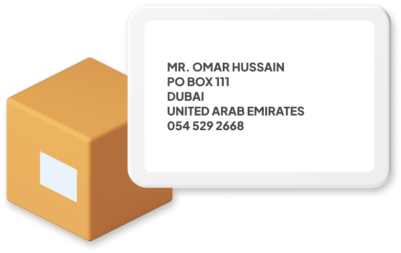 uae parcel with address example