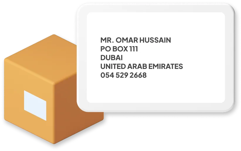 uae parcel with address example