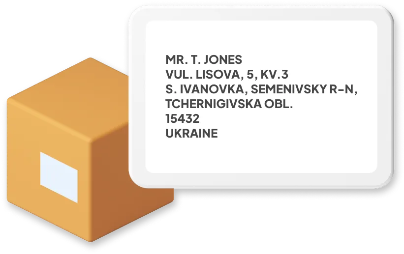 Ukraine Parcel with address