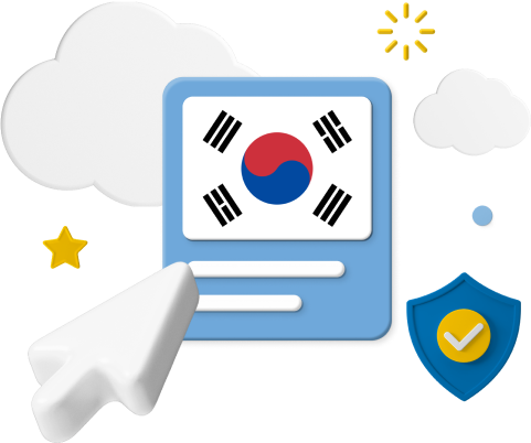 South Korea Flag with icons 