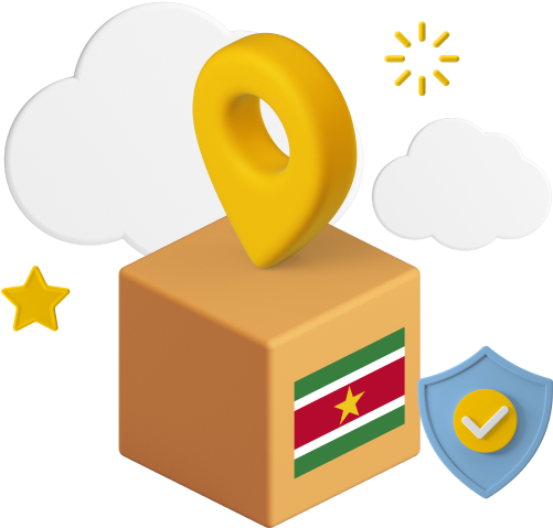 Suriname flag on parcel box graphic 