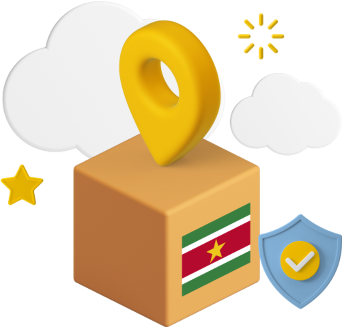 Suriname flag on parcel box graphic