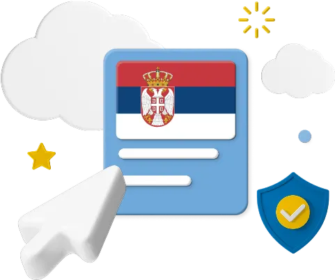 Serbia flag with various graphics