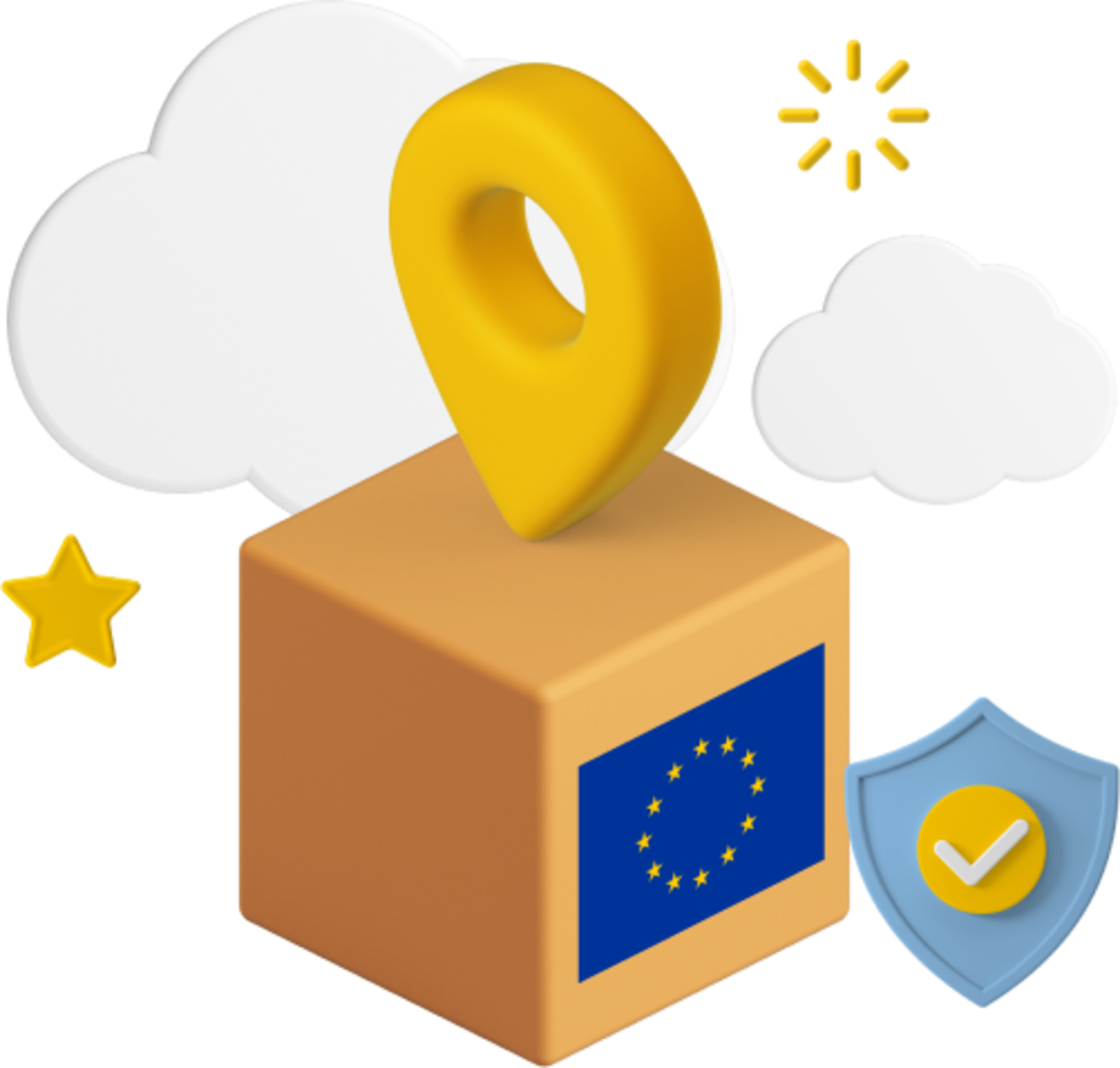 Box with EU flag on