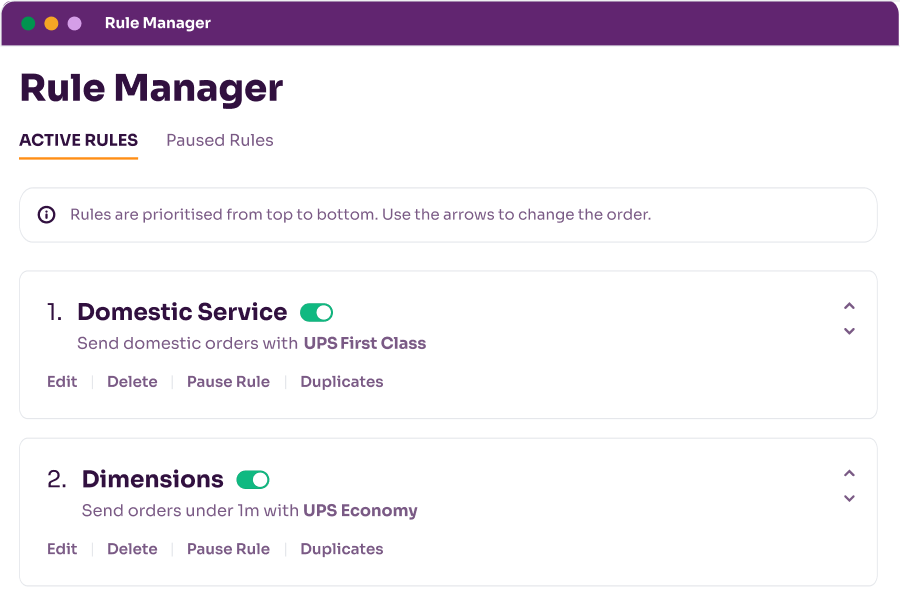 Set up rules with Parcel Monkey Pro
