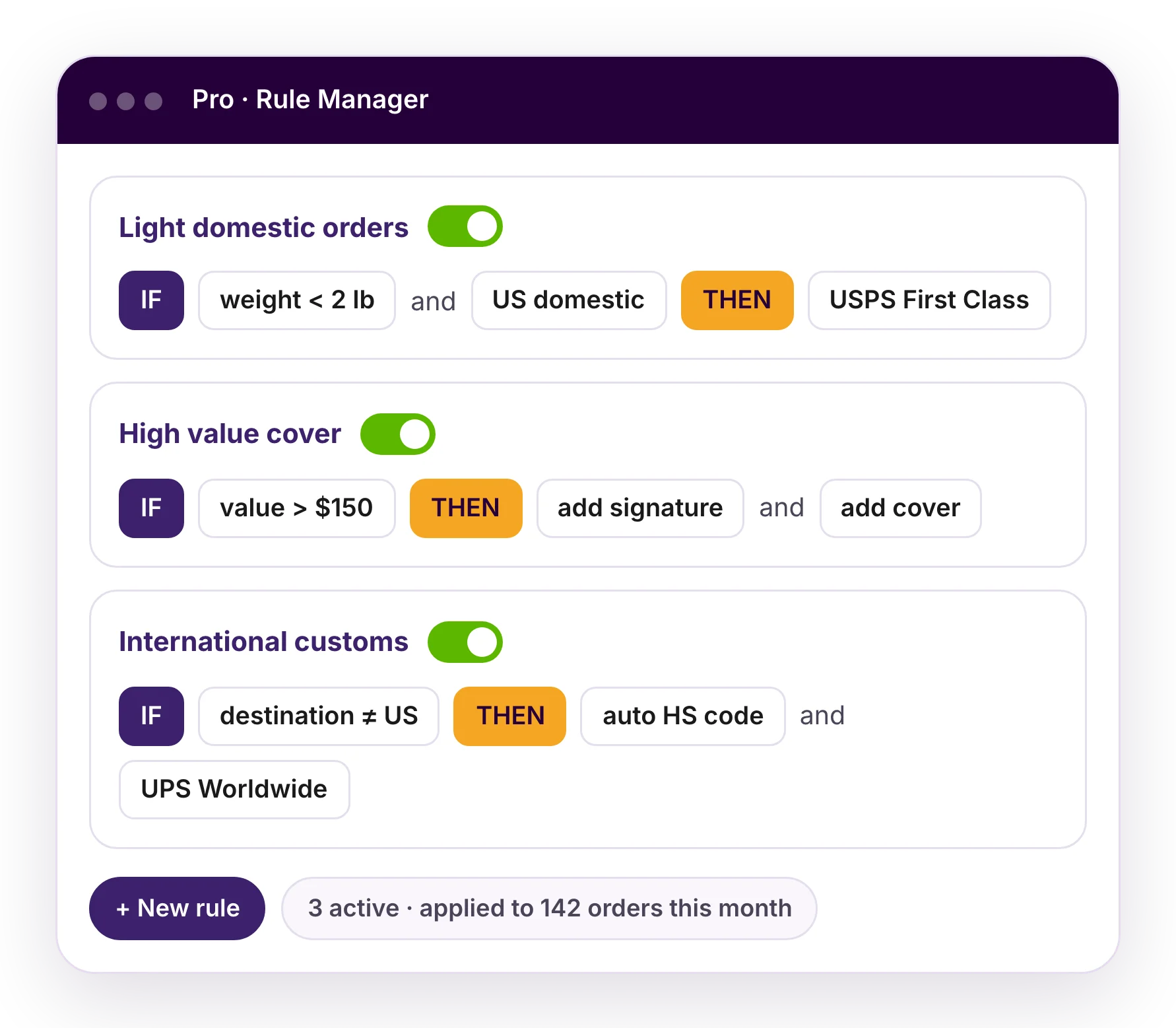 Set up rules with Parcel Monkey Pro