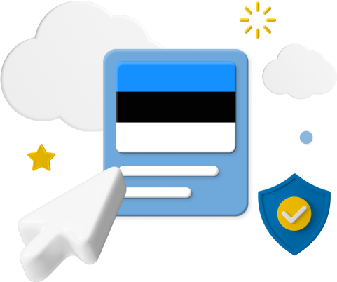 Estonian flag with pointer and shield icon