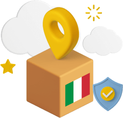 Box with Italian flag on