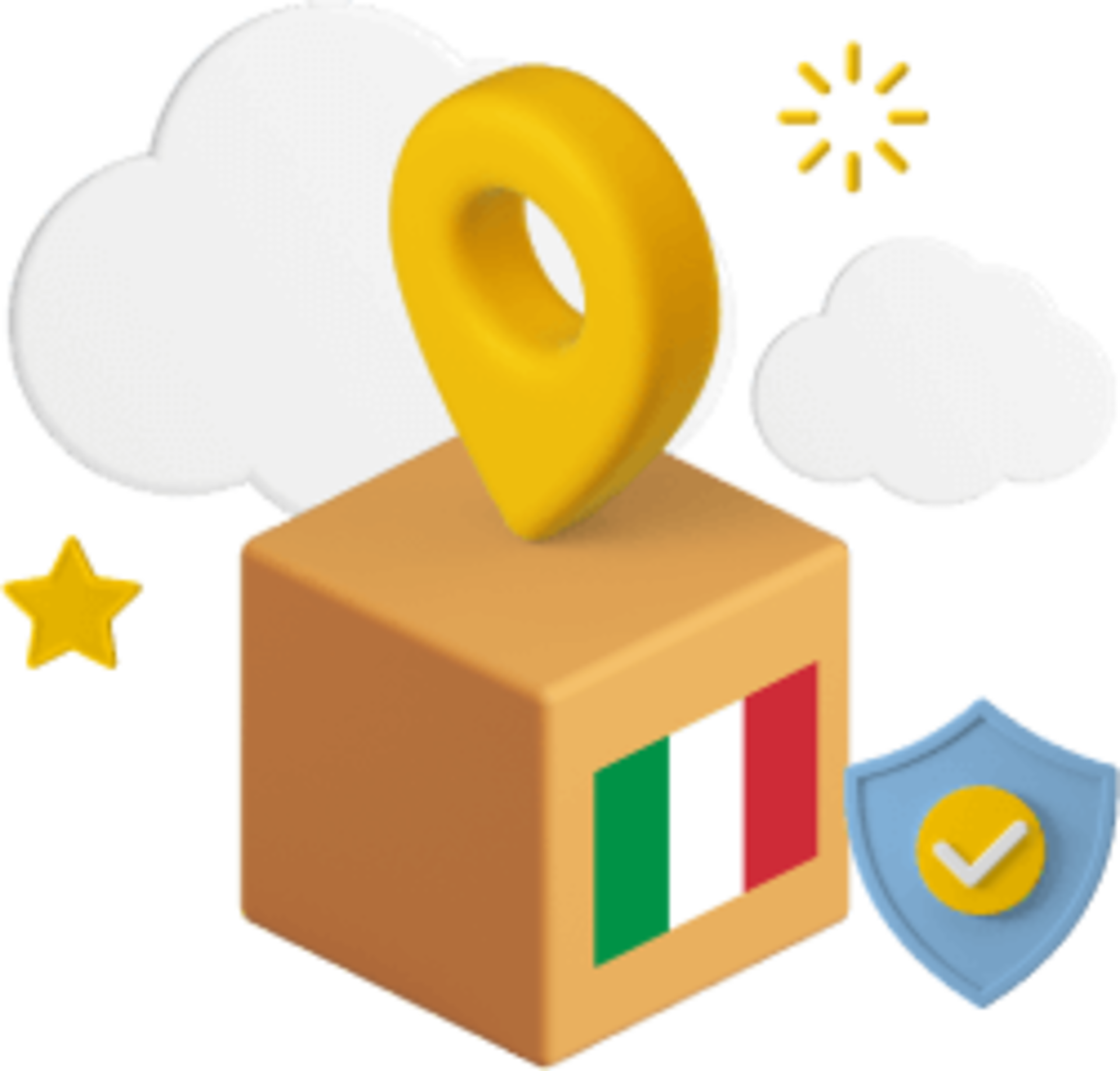 Box with Italian flag on