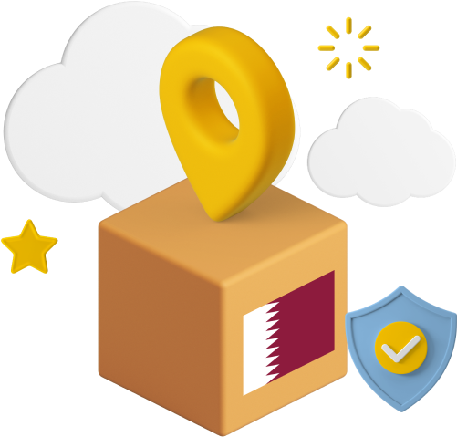 Box with Qatar flag on