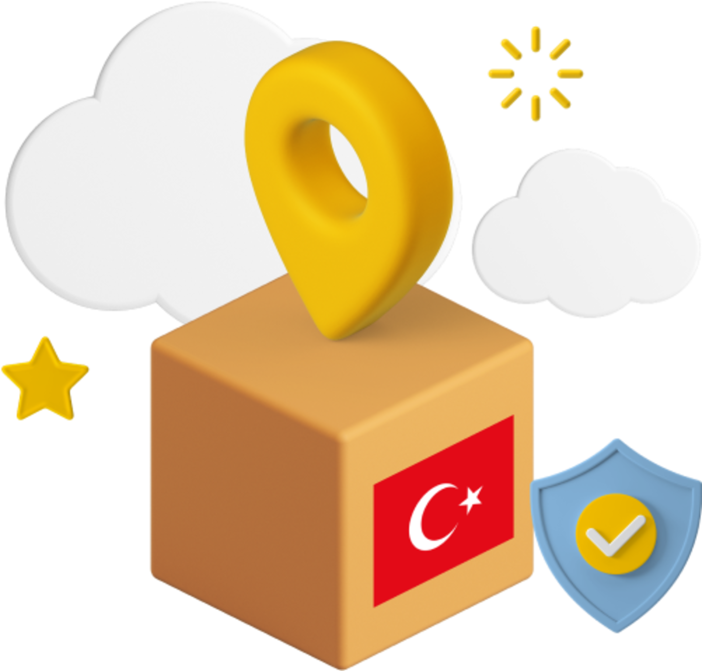 Box with location icon and Turkey flag