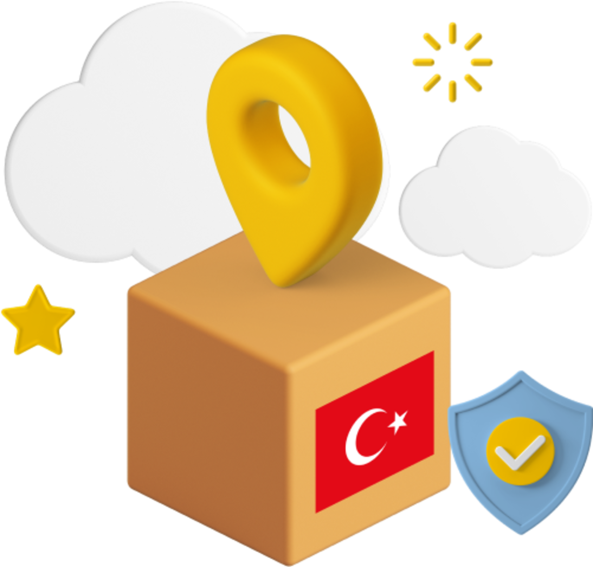 Box with location icon and Turkey flag