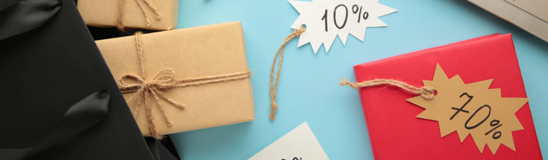 Gift boxes with discount tags