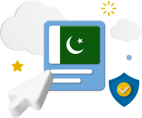 Pakistan flag with animated cursor and icons