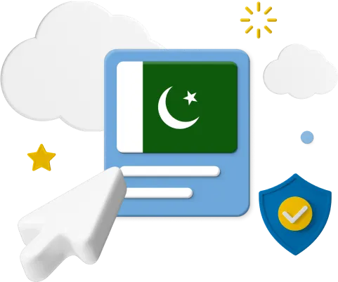 Pakistan flag with animated cursor and icons
