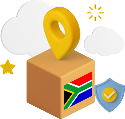 Box with South African flag on