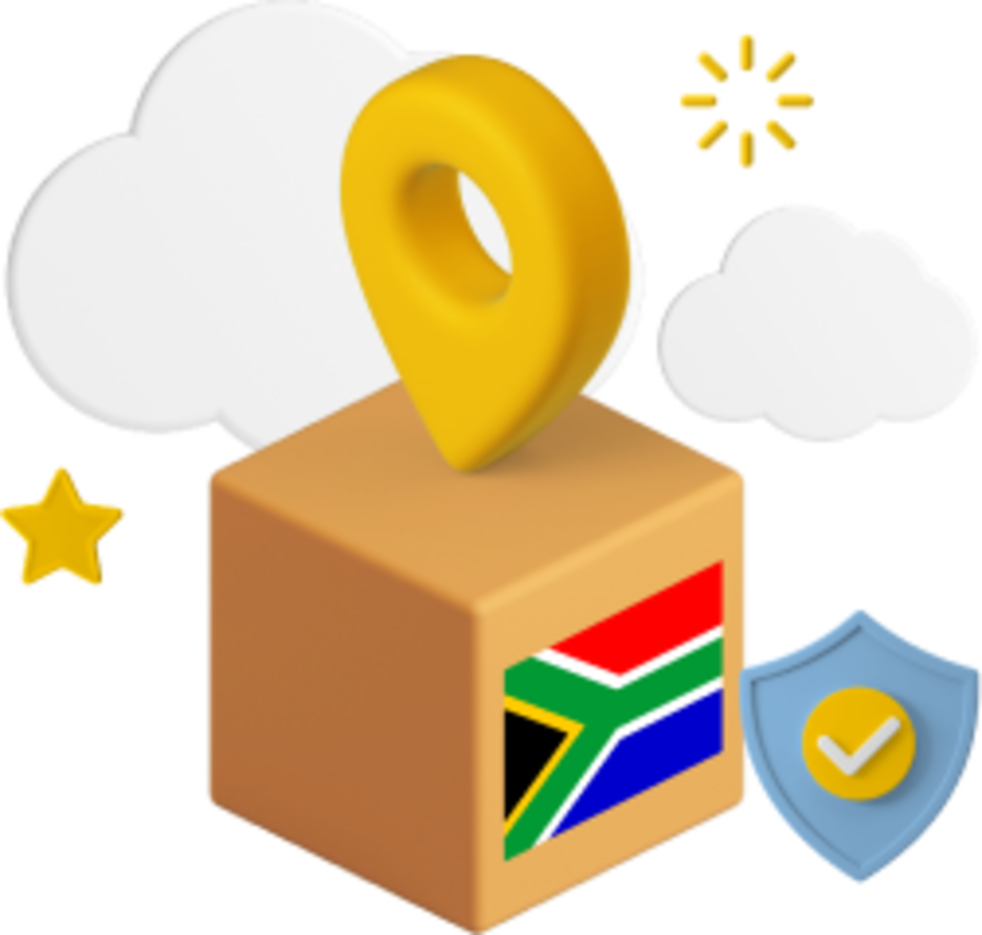 Box with South African flag on