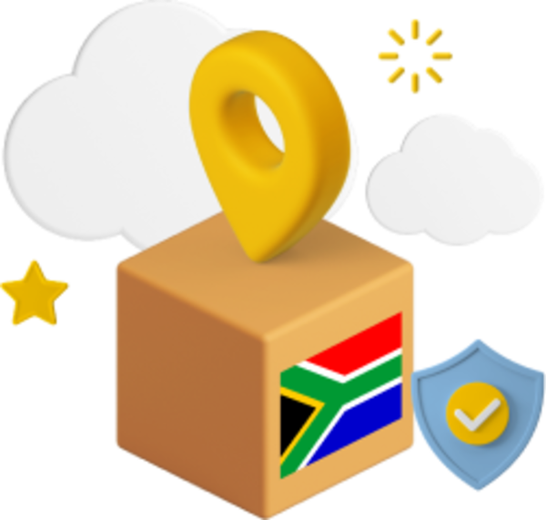 Box with South African flag on