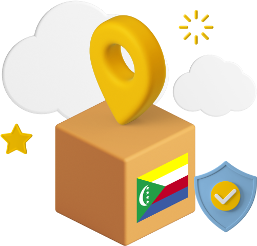 Comoros Islands flag on parcel box graphic