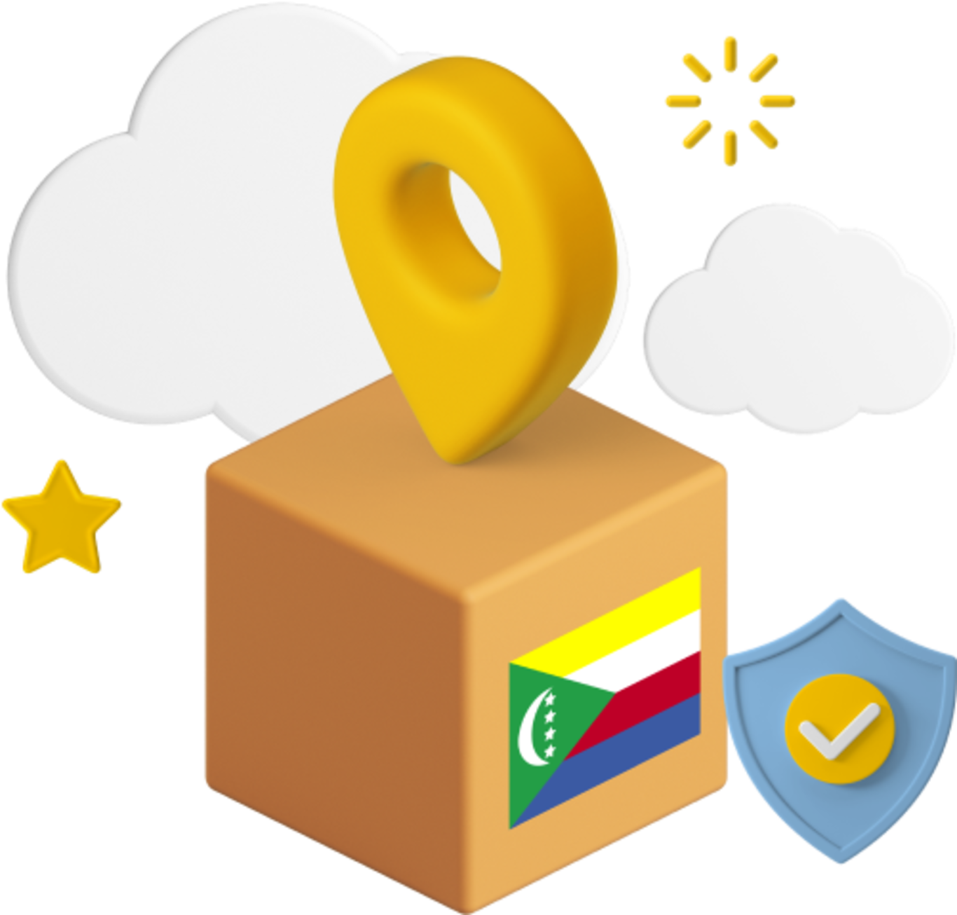 Comoros Islands flag on parcel box graphic