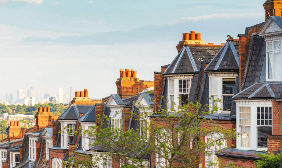 Street view with Manchester city skyline in the background